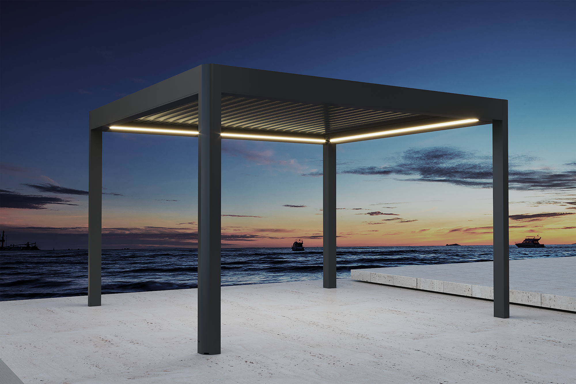 Pérgola eléctrica Genesis 150 Retr Turn 3.7x4 Antracita