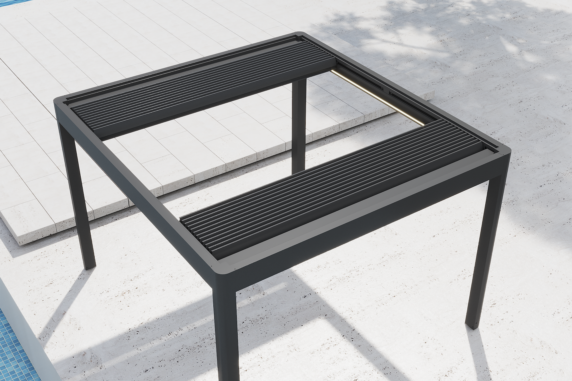Pérgola eléctrica Genesis 150 Retr Turn 3.7x4 Antracita