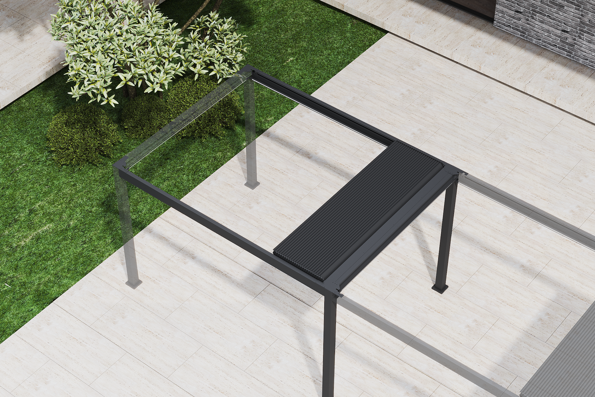 Icon 120 Retr Ext 3x4 Antracita E-Pérgola