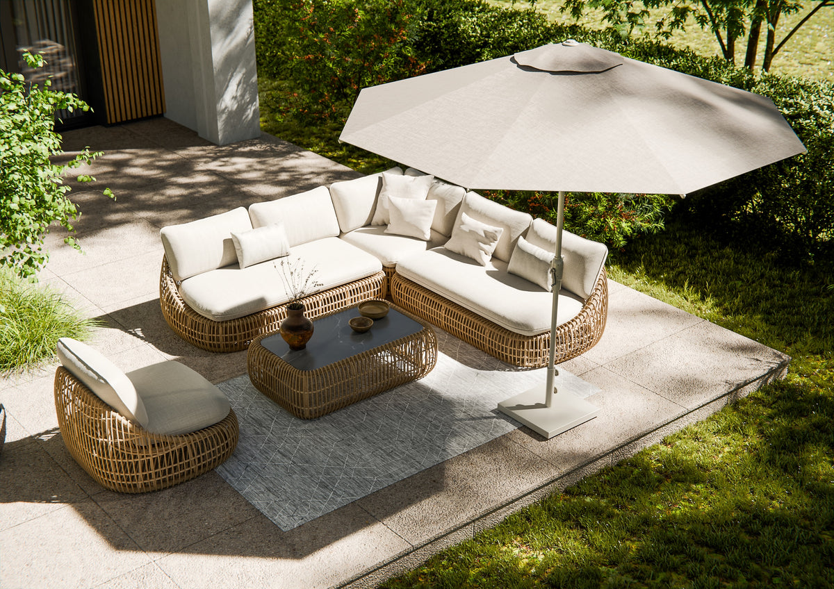 Royal Garden Norden Outdoor Lounge Corner Set with Parasol. 
